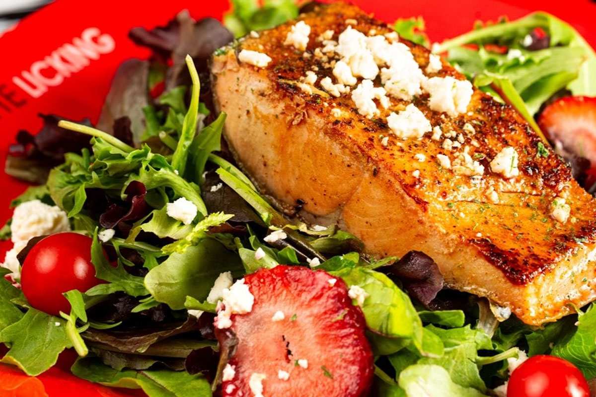 Grilled strawberry salmon dinner